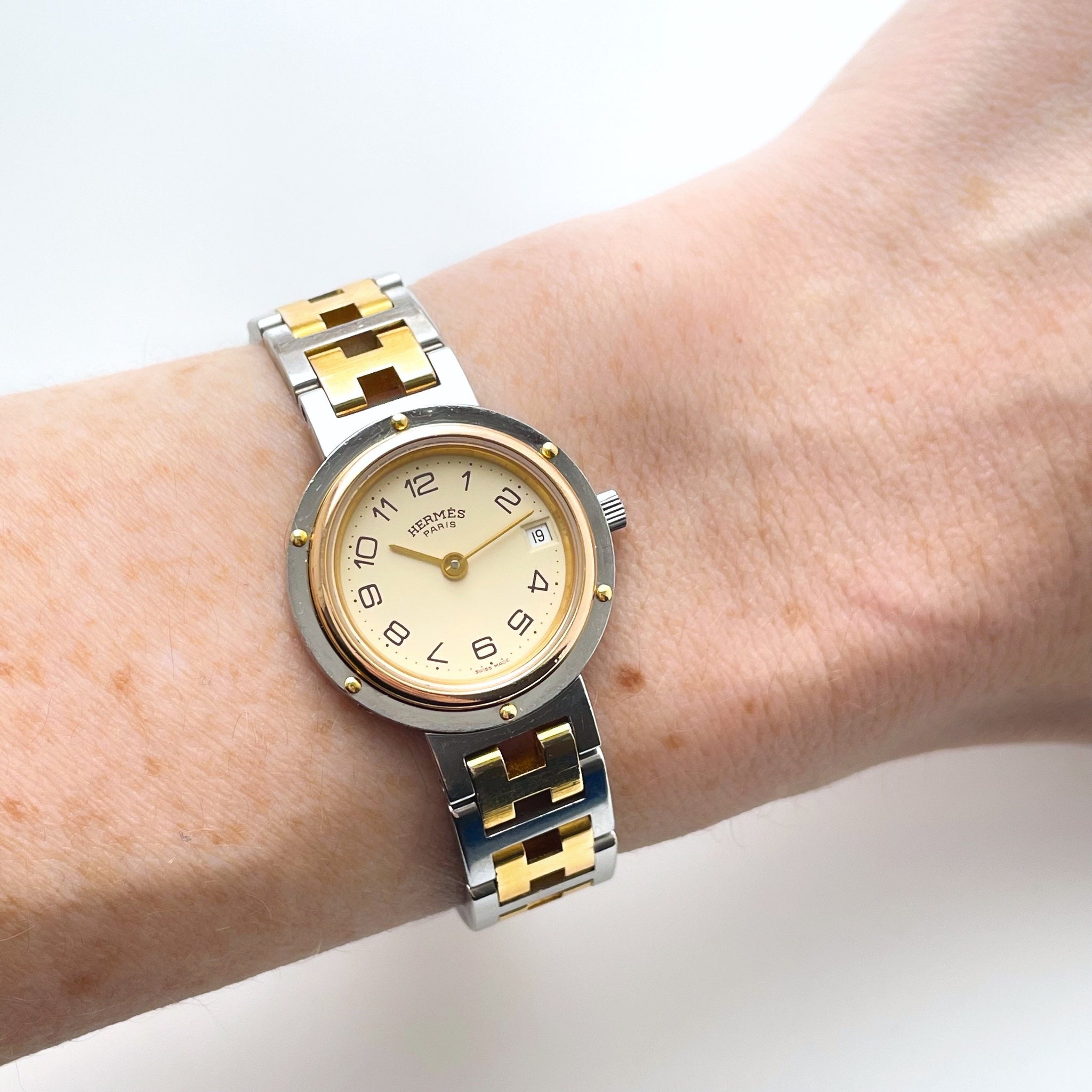 Hermes Vintage Clipper Quartz 2-Tone Ladies Watch SOLD 2000 main image 3