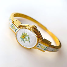 Load image into Gallery viewer, Andre Mouche Quartz Watch - Red Enamel, Concealed Dial, Gold Bangle
