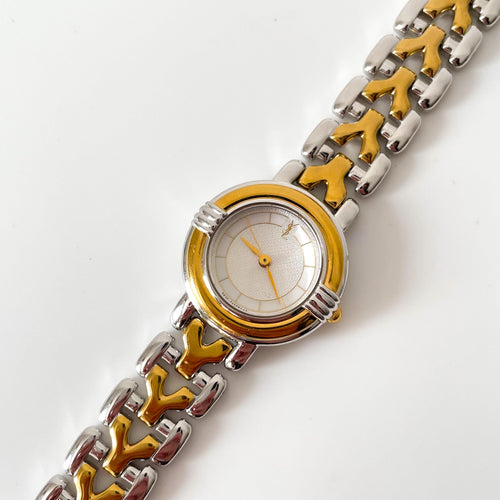 Vintage 1990s Yves Saint Laurent Ladies' Quartz Watch with Two-Tone Bracelet and White Dial