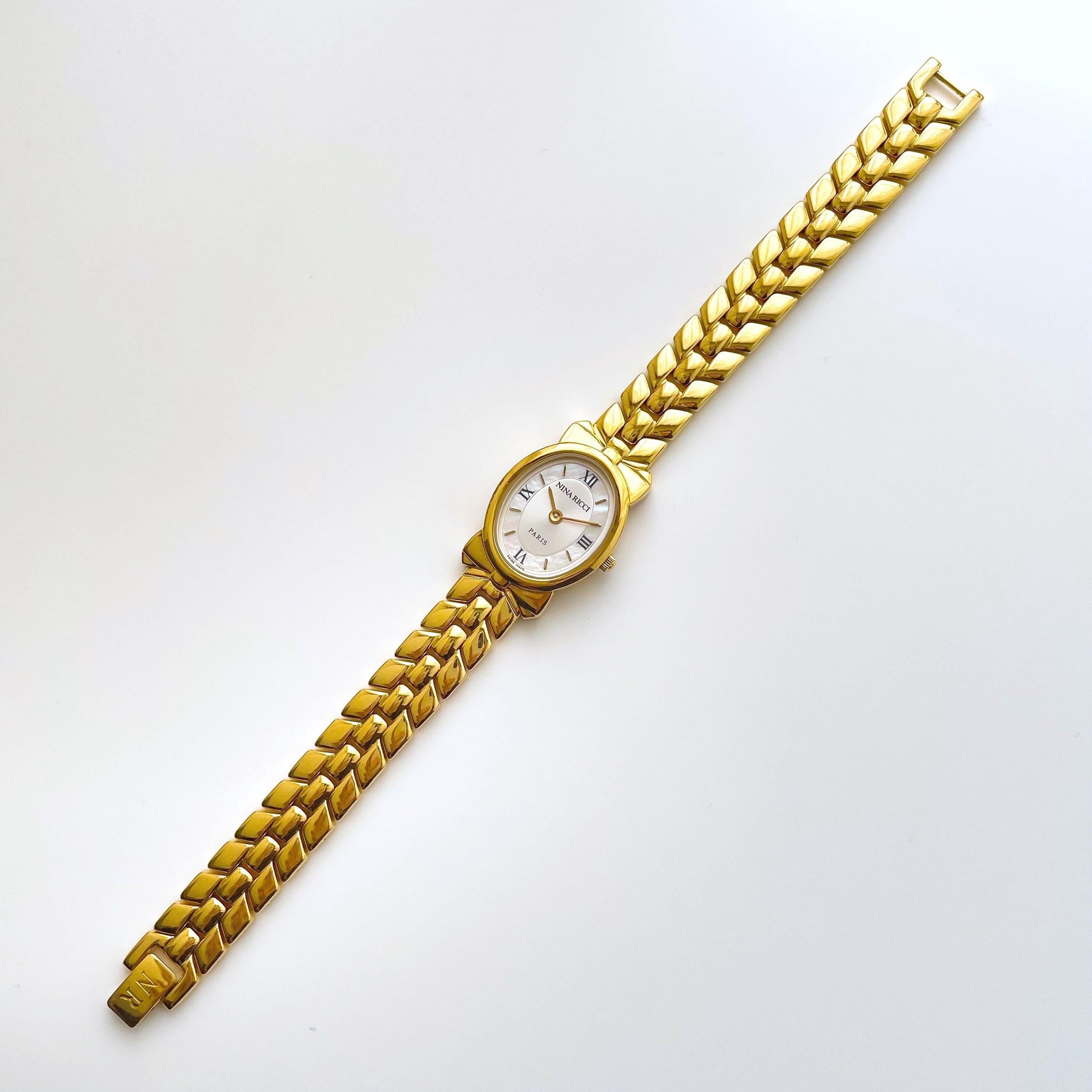 Vintage 1990s Gold-Plated Ladies' Nina Ricci Quartz Watch with