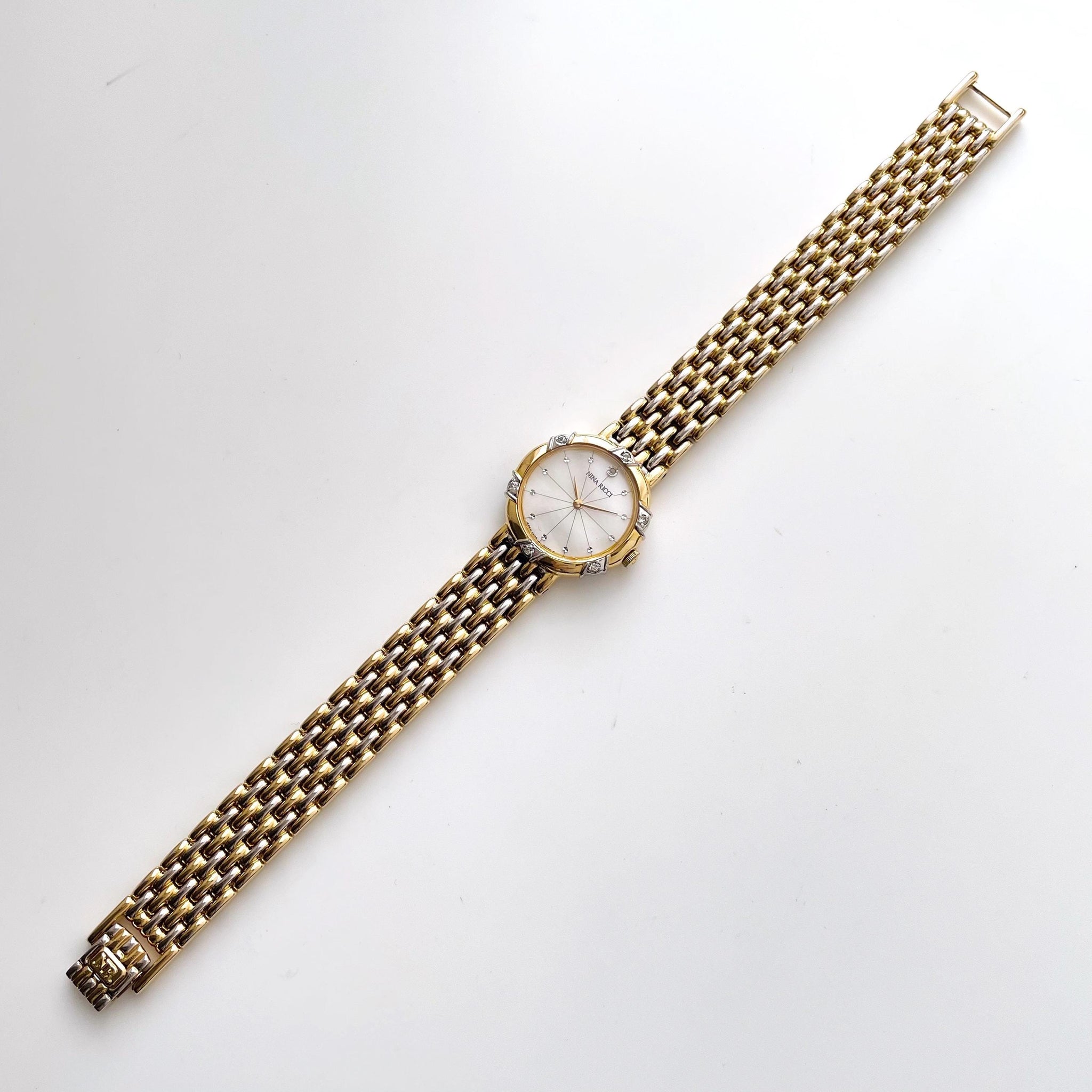 Vintage 1990s Crystal-Set Gold-Plated Ladies' Nina Ricci