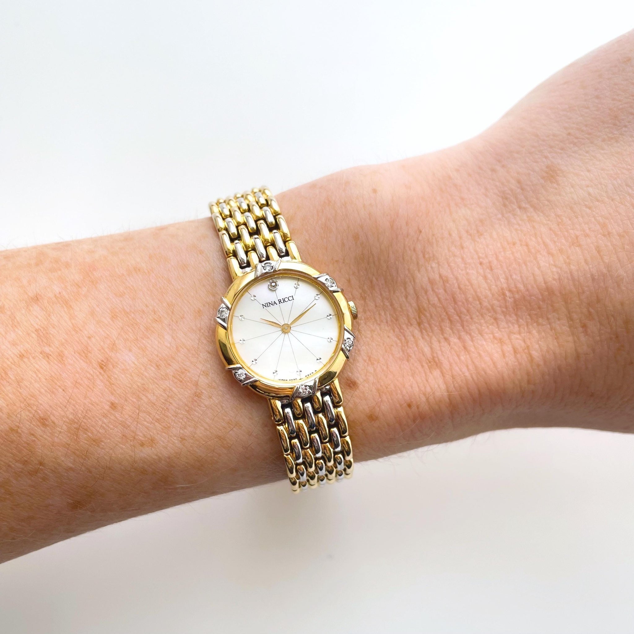 Vintage 1990s Crystal-Set Gold-Plated Ladies' Nina Ricci