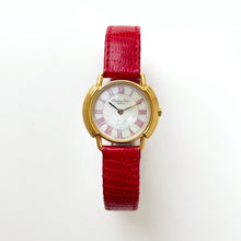 Load image into Gallery viewer, Vintage Christian Dior Gold-Plated Ladies&#39; Quartz Watch with Red Leather Strap and Mother of Pearl Dial - Boxed
