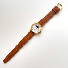 Load image into Gallery viewer, Vintage Unisex Gold-Tone Berkeley Moon Phase Quartz Watch With Brown Leather Strap
