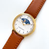Vintage Unisex Tuscany Sun & Moon Phase Quartz Watch with Brown