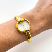 Load image into Gallery viewer, 90s Gold-Plated Gucci 1400L Bangle Quartz Watch with Horsebit Design
