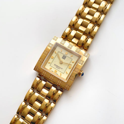 Vintage 1990s Ladies' Gold-Plated Givenchy ‚ÄòApsaras‚Äô Quartz Watch with Beige Dial
