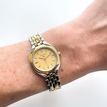 Load image into Gallery viewer, Vintage Two-Tone Christian Dior Ladies&#39; Quartz Watch with Gold Dial and Date Window
