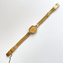 Load image into Gallery viewer, Rare 80s Gold-Plated Seiko Jewellery Quartz Watch with Hexagon Dial, Mesh Bracelet and 4 Diamonds
