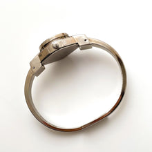 Load image into Gallery viewer, Vintage 1990s Andr√© Mouche Quartz Watch with Light Blue Enamel Floral Design, Concealed Dial and Silver-Tone Bangle Bracelet

