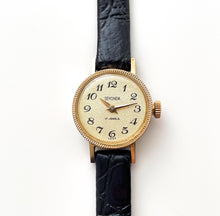 Load image into Gallery viewer, Vintage USSR Ladies&#39; Sekonda Mechanical Watch with Black Leather Strap
