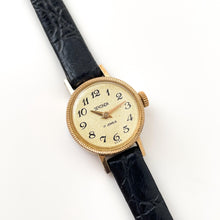 Load image into Gallery viewer, Vintage USSR Ladies&#39; Sekonda Mechanical Watch with Black Leather Strap
