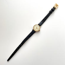 Load image into Gallery viewer, Vintage USSR Ladies&#39; Sekonda Mechanical Watch with Black Leather Strap
