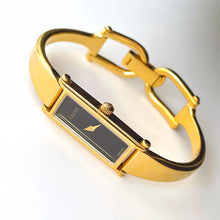 Load image into Gallery viewer, Vintage Ladies&#39; Gold-Plated Gucci 1500 Bangle Quartz Watch - Black Dial
