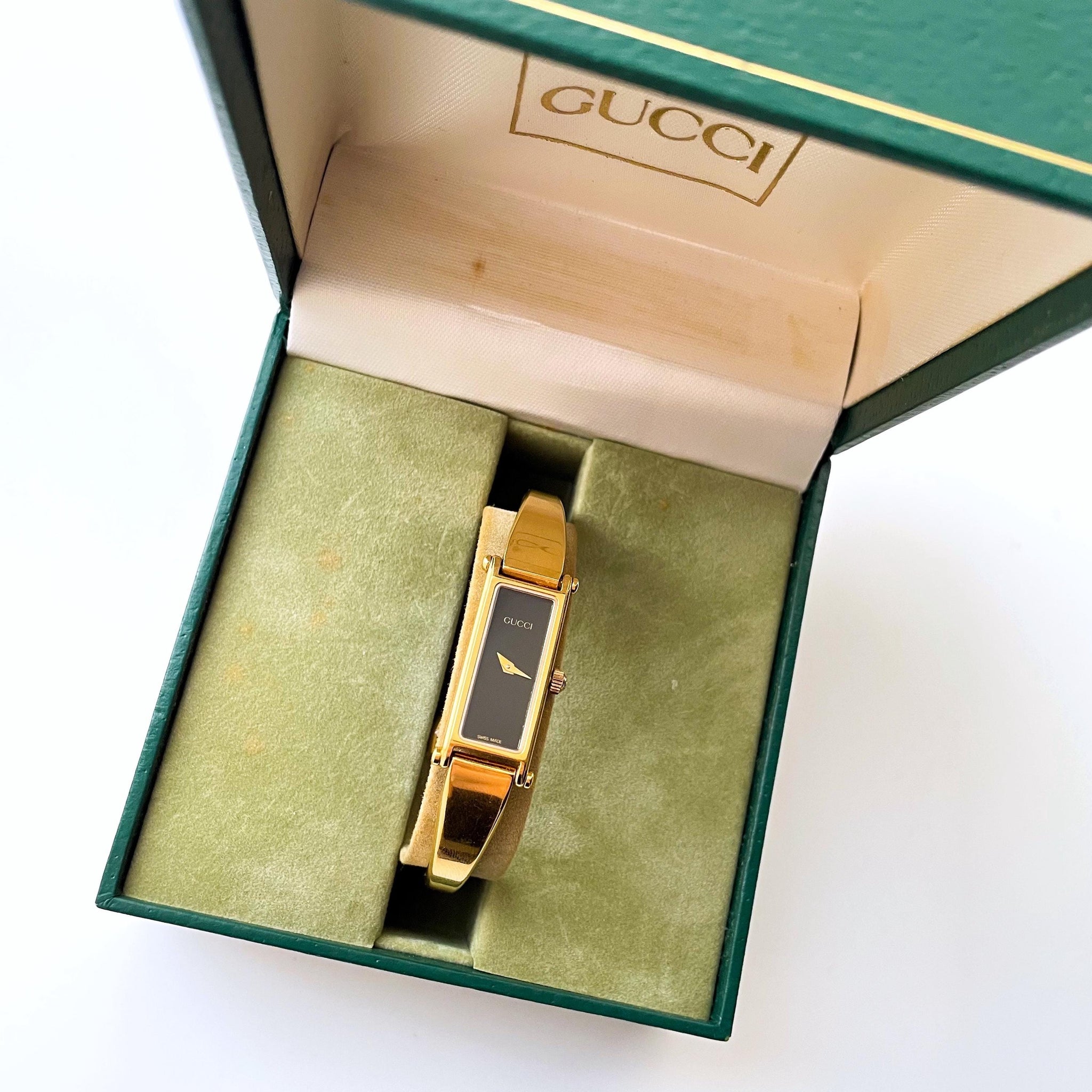 Vintage Ladies' Gold-Plated Gucci 1500L Bangle Quartz Watch