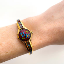 Load image into Gallery viewer, Chandler Peek-a-Boo Quartz Watch with Red Floral Enamel &amp; Concealed Dial
