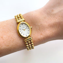 Load image into Gallery viewer, Vintage Ladies&#39; Gold-Plated Michel Herbelin Quartz Watch With Beaded Bracelet and Oval Dial
