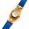 1990s Gucci 6300L Quartz Watch with White Dial and Blue Leather Strap