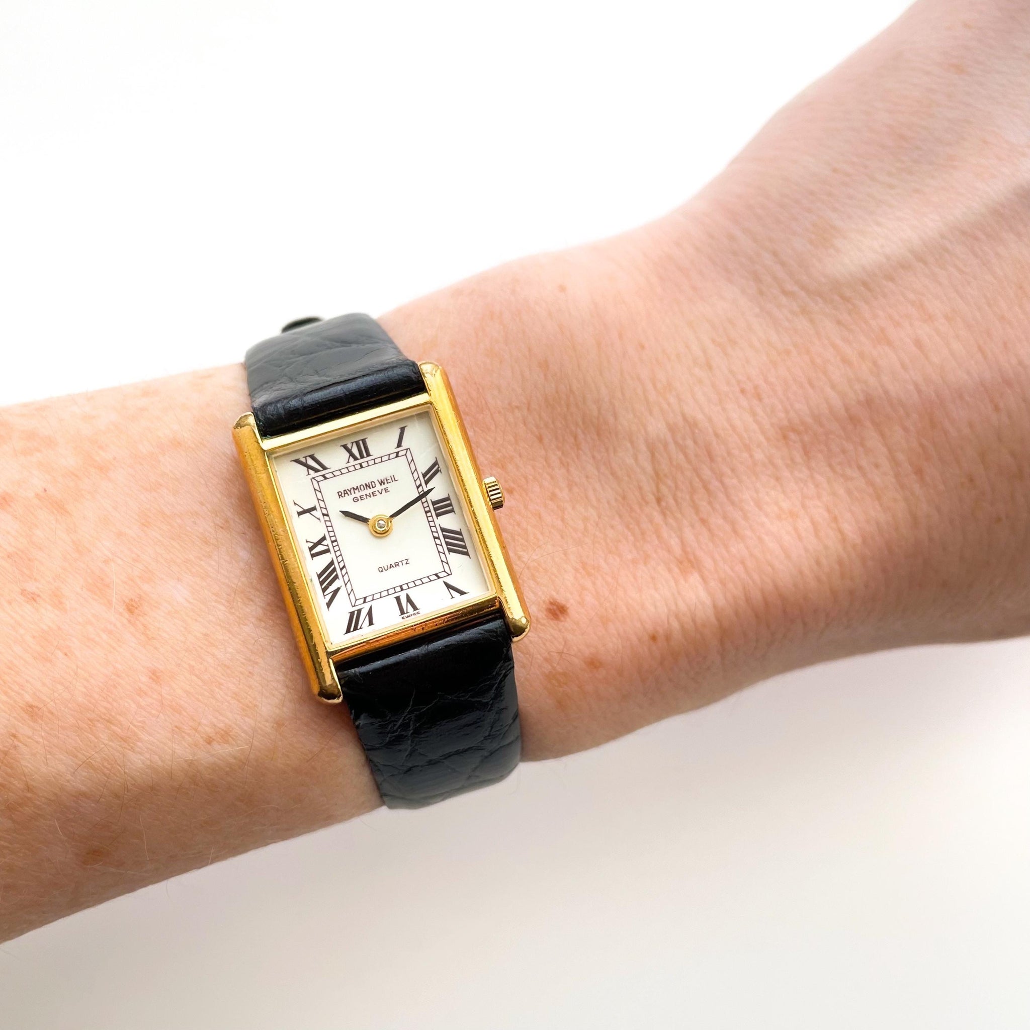 Vintage Tank-Style Gold-Plated Raymond Weil Quartz Watch