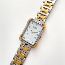Load image into Gallery viewer, Vintage Two-Tone Herm√®s Rectangle Croisiere Unisex Quartz Watch with White Dial
