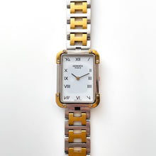 Load image into Gallery viewer, Vintage Two-Tone Herm√®s Rectangle Croisiere Unisex Quartz Watch with White Dial
