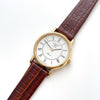 Vintage Ladies' Gold-Plated Longines Presence Quartz Watch with Brown