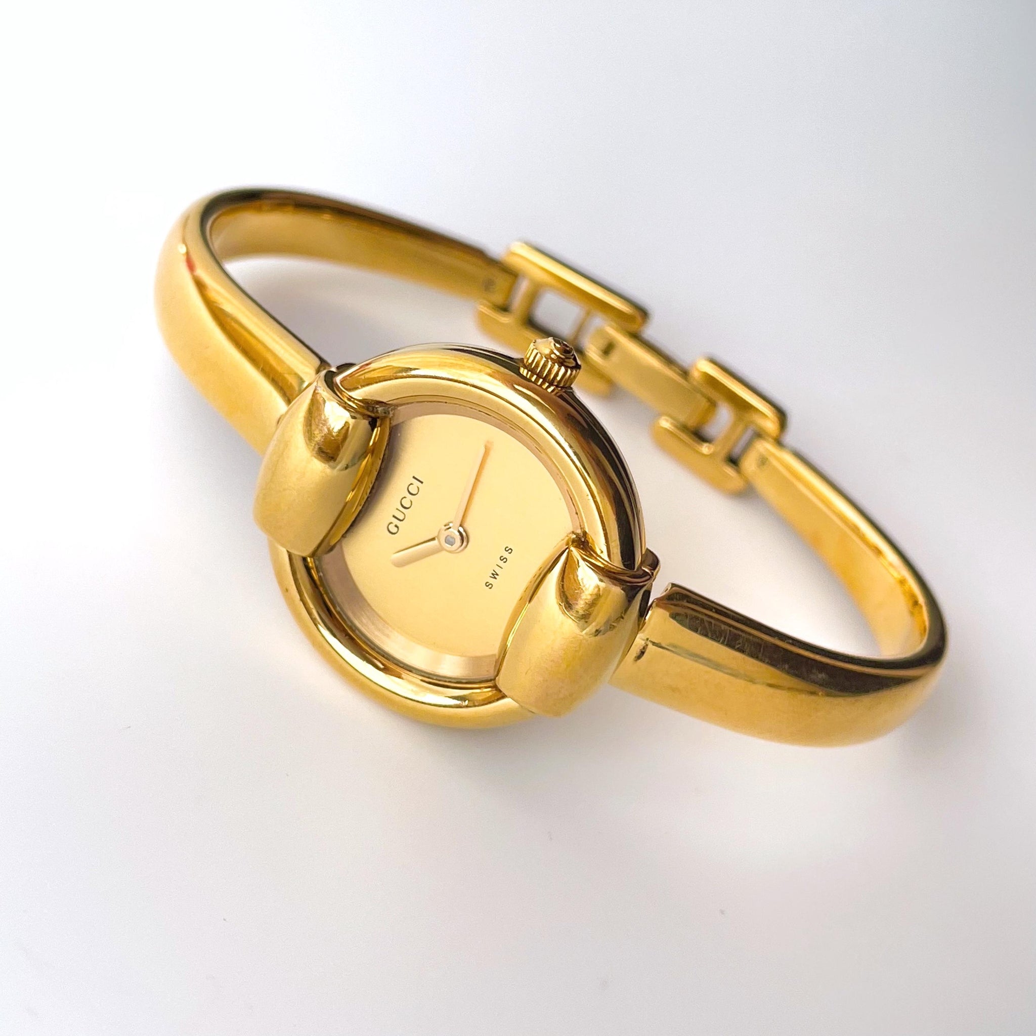 90s Gold-Plated Gucci 1400L Bangle Quartz Watch with