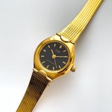 Load image into Gallery viewer, Vintage Gold-Plated Ladies&#39; Citizen Quartz Watch with Black Dial
