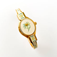 Load image into Gallery viewer, Vintage Andre Mouche Quartz Watch with Enamel Floral Design

