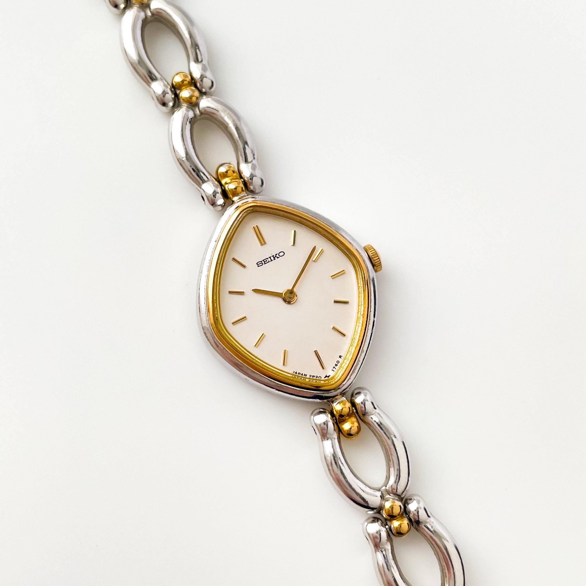 Rare Vintage 90s Two-Tone Seiko Quartz Watch with Thin 