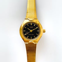 Load image into Gallery viewer, Vintage Gold-Plated Ladies&#39; Citizen Quartz Watch with Black Dial
