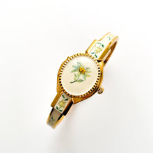 Load image into Gallery viewer, Vintage Andre Mouche Quartz Watch with Enamel Floral Design
