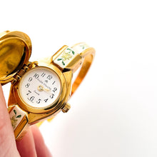 Load image into Gallery viewer, Vintage Andre Mouche Quartz Watch with Enamel Floral Design

