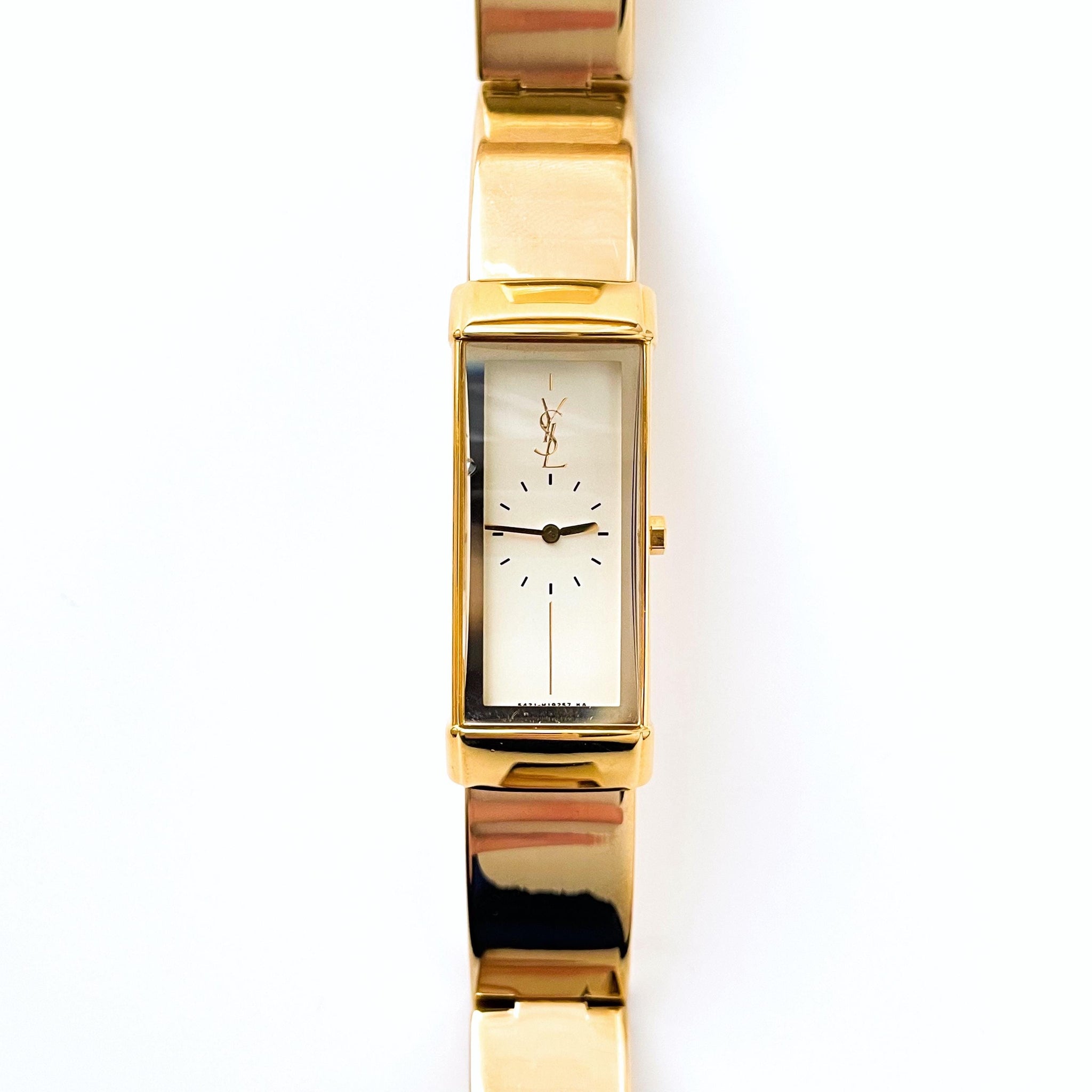 Vintage 90s YSL Ladies' Bangle Quartz Watch - Gold-Plated