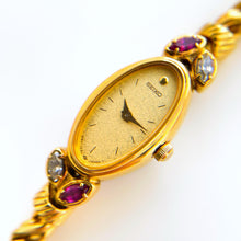 Load image into Gallery viewer, Rare 90s Seiko Gold-Plated Jewellery Watch – Rubies &amp; Diamonds

