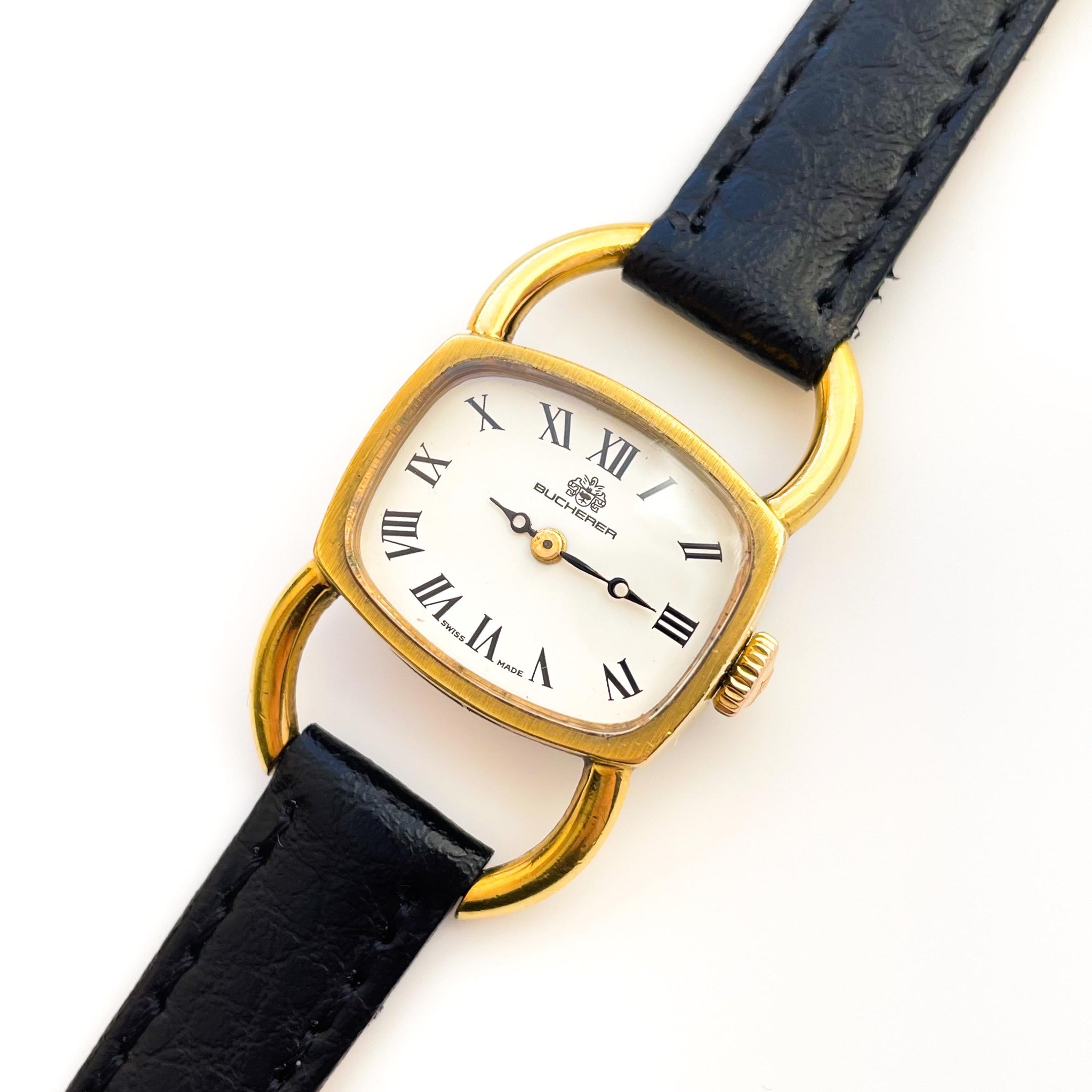 Rare Vintage Gold-Plated Bucherer Mechanical Dress Watch with Black –  Finchley Watches