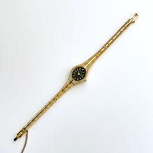 Load image into Gallery viewer, Vintage 90s Gold-Tone Accurist Ladies&#39; Quartz Watch with Black Oval Dial - Boxed
