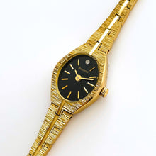 Load image into Gallery viewer, Vintage 90s Gold-Tone Accurist Ladies&#39; Quartz Watch with Black Oval Dial - Boxed

