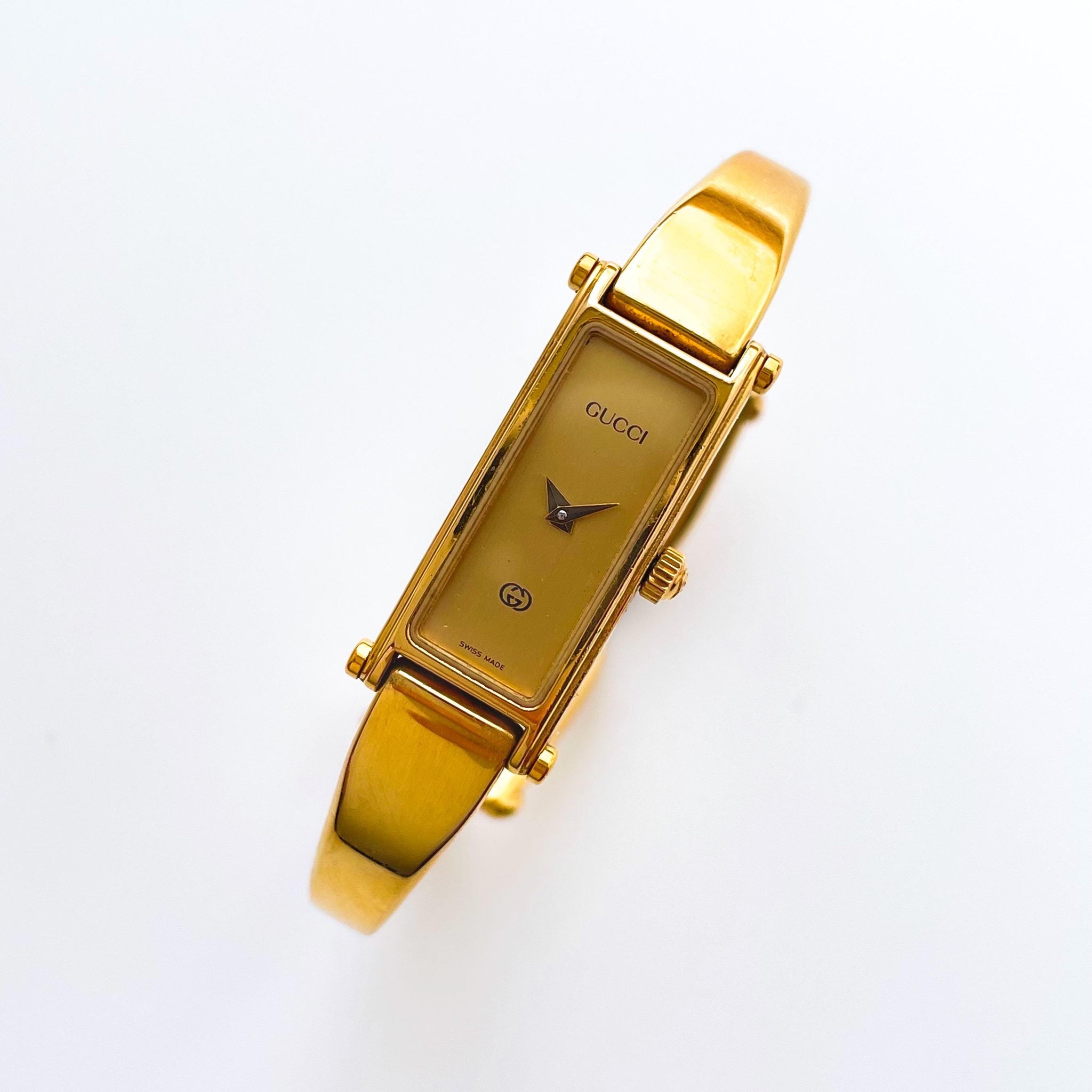 Vintage Ladies' Gold-Plated Gucci 1500 Bangle Quartz Watch with