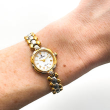 Load image into Gallery viewer, Thin Vintage 00s Two-Tone Ladies&#39; Cyma &quot;Louis XV&quot; Quartz Watch With Intricate Bracelet
