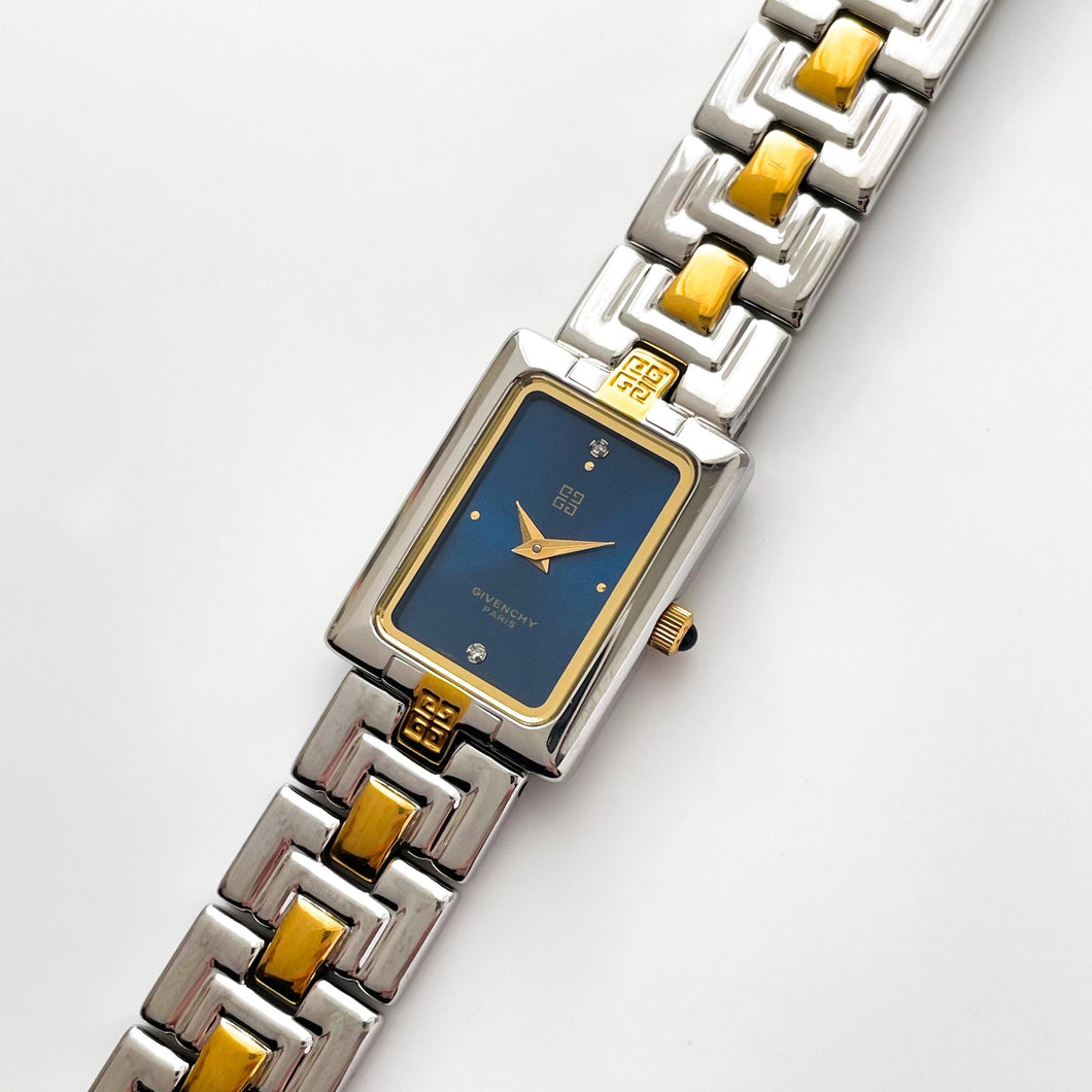 Vintage 1990s Two-Tone Ladies' Givenchy Watch with Blue Dial and Quartz Movement