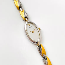 Load image into Gallery viewer, Thin Vintage 1990s Gold-Plated Ladies&#39; Seiko Quartz Watch With Intricate Bracelet
