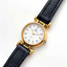 Load image into Gallery viewer, Vintage 1990s Gold-Plated Ladies&#39; Givenchy Quartz Watch with Black Leather Strap
