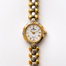 Load image into Gallery viewer, Thin Vintage 00s Two-Tone Ladies&#39; Cyma &quot;Louis XV&quot; Quartz Watch With Intricate Bracelet
