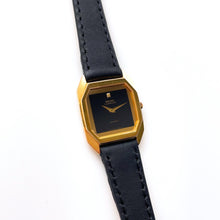 Load image into Gallery viewer, Vintage Ladies&#39; 1990s Gold-Plated Seiko Lassale Quartz Watch with Black Dial and Leather Strap

