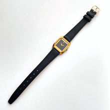 Load image into Gallery viewer, Vintage Ladies&#39; 1990s Gold-Plated Seiko Lassale Quartz Watch with Black Dial and Leather Strap
