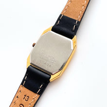 Load image into Gallery viewer, Vintage Ladies&#39; 1990s Gold-Plated Seiko Lassale Quartz Watch with Black Dial and Leather Strap
