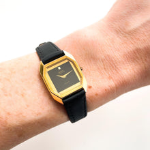 Load image into Gallery viewer, Vintage Ladies&#39; 1990s Gold-Plated Seiko Lassale Quartz Watch with Black Dial and Leather Strap
