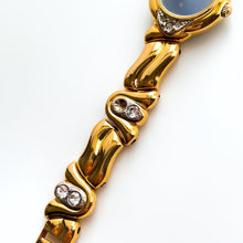 Load image into Gallery viewer, Very Rare 1990s Gold-Plated Bucherer Quartz Watch with Blue Dial and Crystal-Set Bracelet
