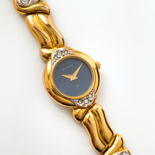 Load image into Gallery viewer, Bucherer Ladies’ Quartz Watch – Gold-Plated with Blue Dial &amp; Crystals, 1990s
